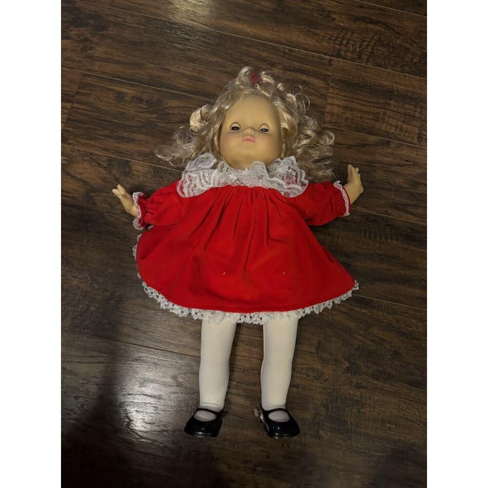 Vintage 90’s Soft Body Doll 17 Inch Blonde Hair and Velvet Dress Haunted House